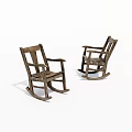 Rustic Wooden Rocking Chair With Classic Armrests And Stable Rocking Base