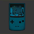 Blue Game Boy Color Handheld Gaming Console With Classic Game Screen 3d model