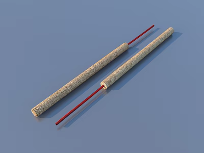 Textured Fabric Covered Rolling Pins With Red Wooden Handles For Kitchen Use 3d model
