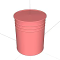 Pink Cylindrical Container With Horizontal Ribbed Design And Smooth Functional Surface