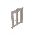 Elegant White Double Doors Featuring Glass Panes Decorative Frame And Brass Handles