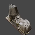 Detailed Ancient Stone Sphinx Sculpture Lying On Base With Weathered Texture 3d model