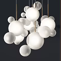 Modern Minimalist Chandelier With White Spherical Shades And Golden Hanging Wires
