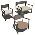 Modern Leisure Chair With Wooden Frame Armrest And Woven Backrest Seat Design