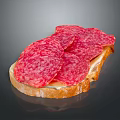Fresh Toasted Bread Topped with Savory Salami Slices and Butter