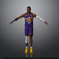 Man in Purple Basketball Jersey Number 22 with Arm Sleeves Knee Pads and Yellow Shoes