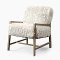 Cozy White Faux Fur Accent Chair With Sturdy Wooden Frame Design