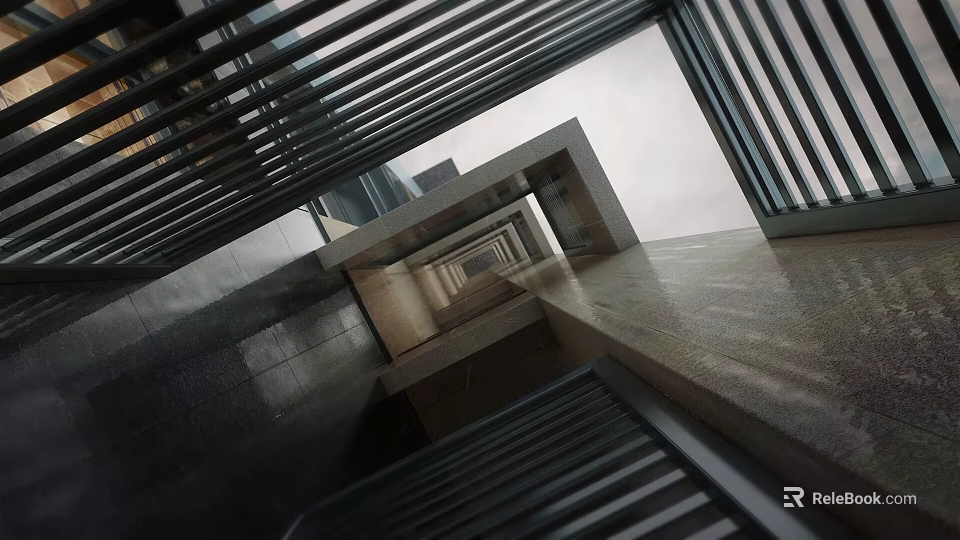 Air Conditioner Fan Ventilation Structure With Layered Shutters 3d model 