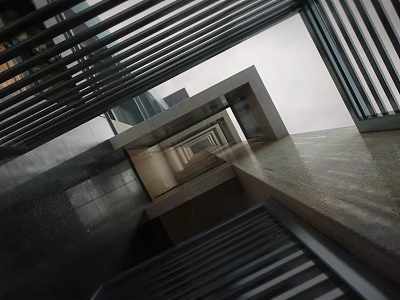 Air Conditioner Fan Ventilation Structure With Layered Shutters 3d model