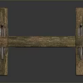 Ancient Wooden Weapon Display Frame With Intricate Carvings And Classic Design