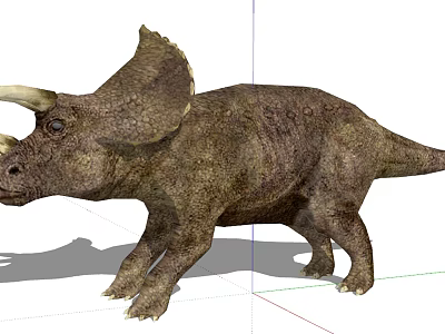 Detailed Reptile Triceratops 3D Model With Three Horns Large Frill And Rough Skin Texture 3d model