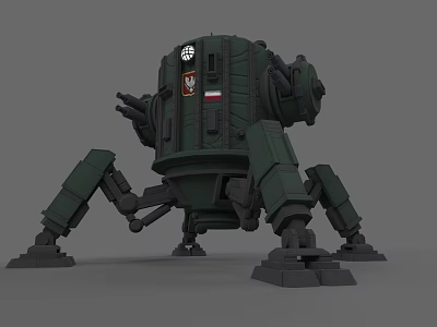 Green Armored Mechanical Combat Weapon With Multi Legged Structure And 3d model
