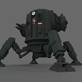Green Armored Mechanical Combat Weapon With Multi Legged Structure And