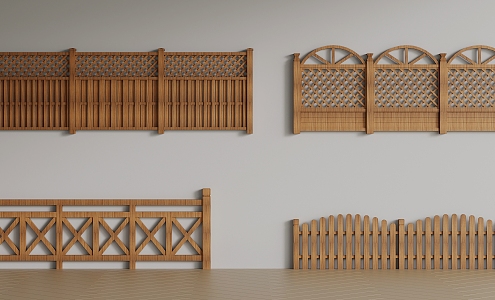 Chinese solid wood railing 3d model