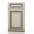 Modern Light Gray Double Door Cabinet With Golden Decorative Trim