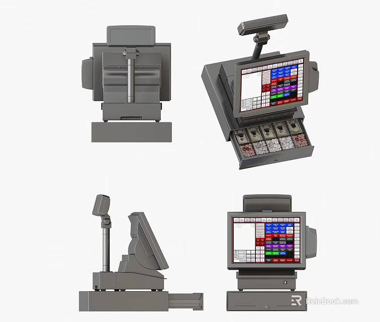 Commercial POS Equipment With Touch Screen Display And Multiple Angles View 3d model