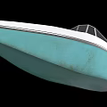 Modern White And Light Blue Yacht With Transparent Windshield And Blue Seats