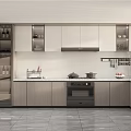 Modern Kitchen Interior Design Featuring Cabinets Countertop Appliances And Tiled Floor 3d model