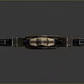 Ornate Decorative Sword With Golden Accents Black Hilt And Red Gemstone