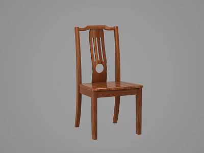 Solid Wood Dining Chair With Chinese Traditional Design And Ornate Backrest Details 3d model
