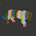 Green Tiger Sculpture With Textured Grass Like Surface On Shiny Black Base