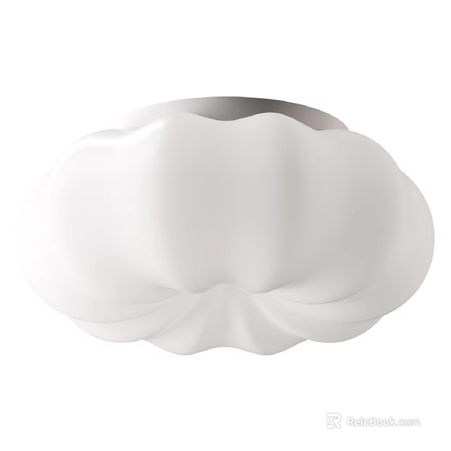 Modern White Ceiling Light with Smooth Curved Cloud Inspired Design 3d model