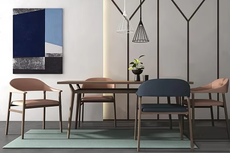 Dining table and chair combination 3d model