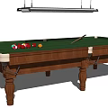 Professional Billiard Table Sports Equipment With Green Felt Surface Colored Balls Cue And Hanging Light