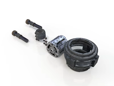 Industrial Mechanical Components With Metal Bolts Cylindrical Bearings And Gear Assemblies 3d model