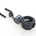 Industrial Mechanical Components With Metal Bolts Cylindrical Bearings And Gear Assemblies