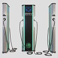 Three ZOOY Electric Vehicle Charging Stations With Modern Design And Charging Cables