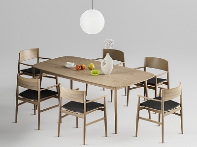 Nordic Log Dining Table and Chair Combination model