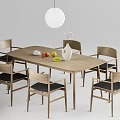Nordic Log Dining Table and Chair Combination 3d model