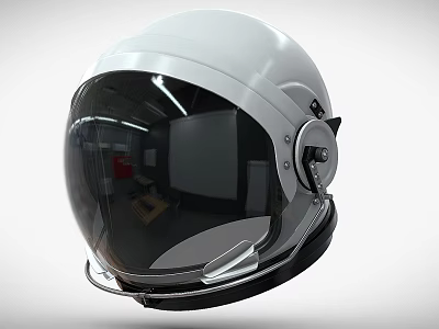 Detailed Modern White Astronaut Helmet With Transparent Visor And Metallic Components 3d model