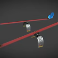 Dual Parallel Red Fitness Bars With Blue Seats And Metal Components Design