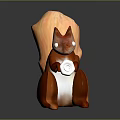 Cute Orange White Squirrel Game Movie Character Holding White Cup Sitting On Dark Background