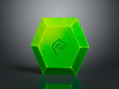 Green Hexagon Decorative Artifact Crafted From Wooden Stone With Surface Emblem 3d model