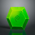 Green Hexagon Decorative Artifact Crafted From Wooden Stone With Surface Emblem