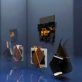 Contemporary Wall Decor With Geometric Shapes Metallic Frames And Colorful Accents