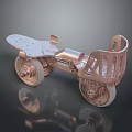 Copper Colored Toy Car With Detailed Carvings Wheels And Metal Seat
