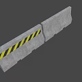 Concrete Safety Barrier With Yellow Black Warning Stripes And Segmented Structure 3d model