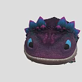 Cute Purple Fantasy Game And Movie Character With Blue Spikes And Big Eyes