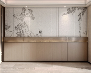 New Chinese bedroom background wall 3d model