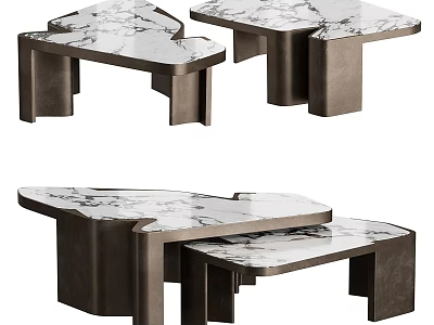 Modern Coffee Tables With Marble Tops And Metal Frames In Nested Design 3d model
