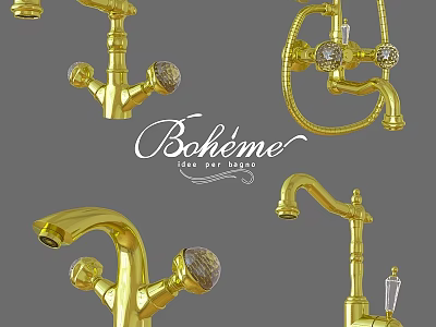 Boheme Golden Faucets With Ornate Design And Various Styles For Home Decor 3d model