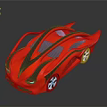 Red Sports Car With Black Stripes and Sleek Aerodynamic Design 3D Render Shiny Surface