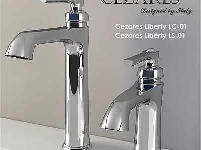 Cezare Liberty LC 01 and LS 01 Chrome Faucets Designed by Italy Modern Style 3d model