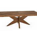Rustic Oak Dining Table With X Shaped Base And Rectangular Wooden Top