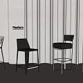 Flexform Sleek Modern Bar Stools With Leather Seats And Metal Frames