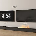 100 Inch Modern Wall Mounted TV With Fireplace And TV Stand In Living Room